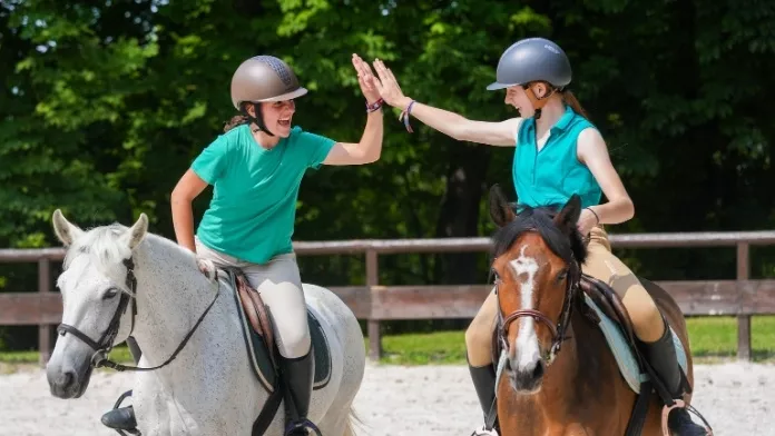 Cavalier se tapant la main pour la journée du cheval